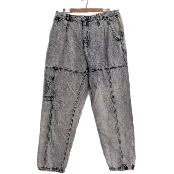Vintage 80s Bugle Boys Tapered Jeans Acid Wash Denim Size 36L - Picture 2 of 11